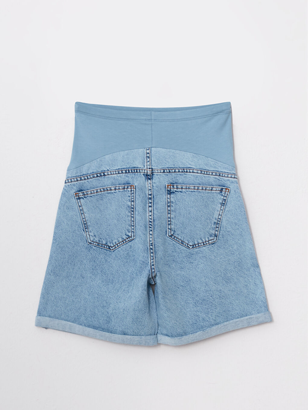 Umstands-Jeansshorts mit Bauchband, normaler Passform, schlichtem Design und Taschen-6