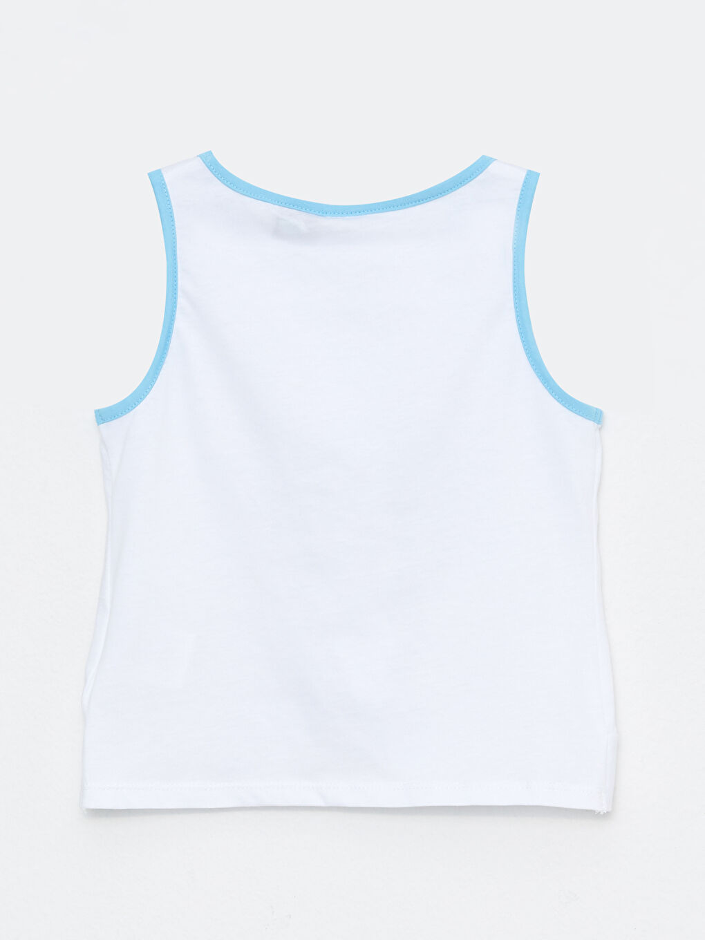 Beyaz Bisiklet Yaka Mickey Mouse Baskılı Pamuklu Kız Çocuk Atlet-1