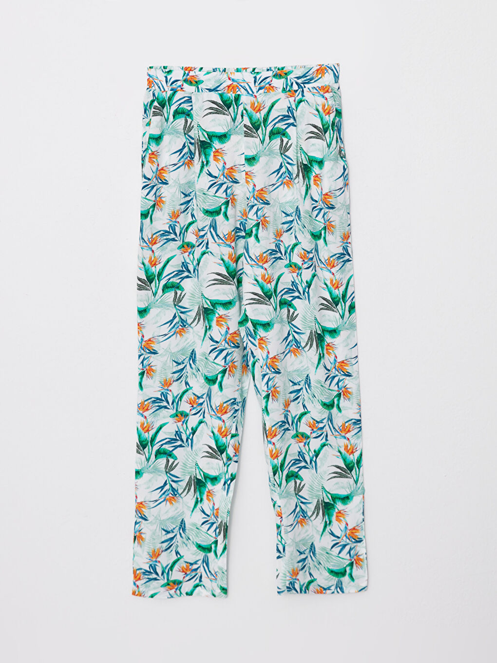 Elastic Waist Comfortable Pattern Patterned Viscose Women's Trousers-5