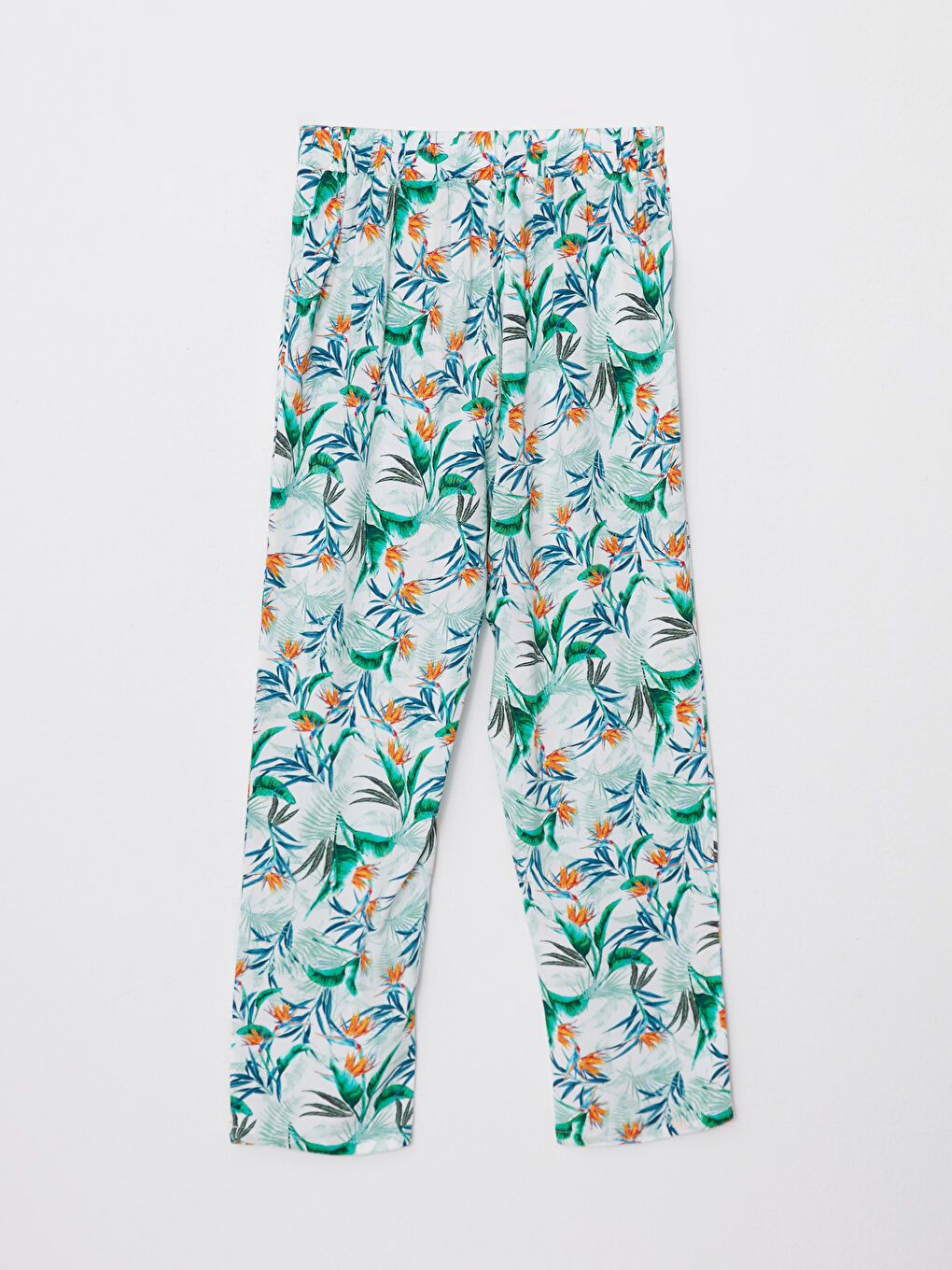 Elastic Waist Comfortable Pattern Patterned Viscose Women's Trousers-6