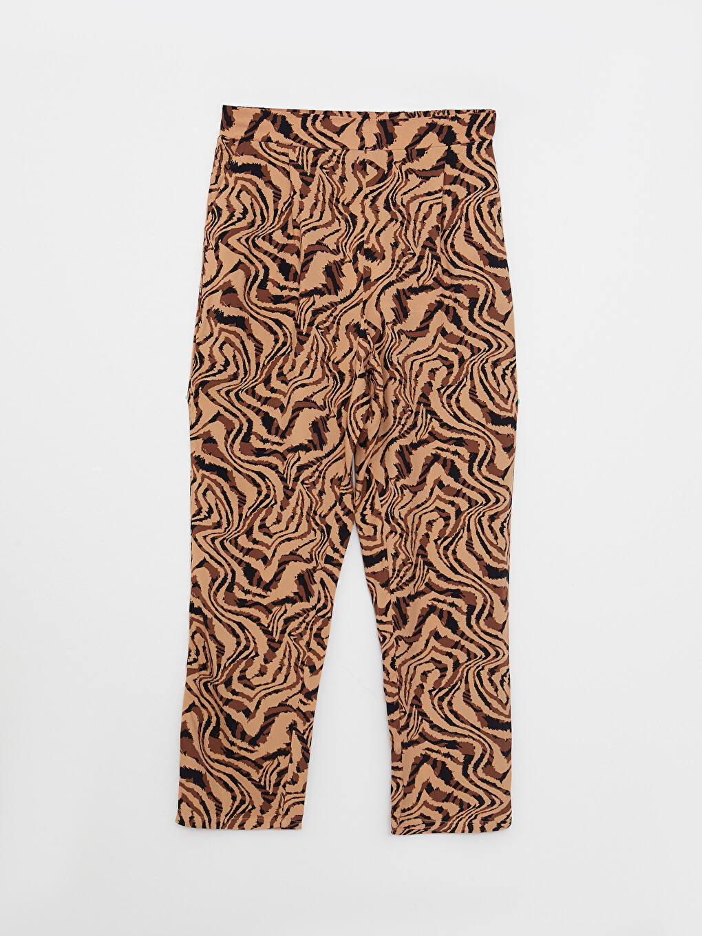 Elastic Waist Comfortable Pattern Patterned Viscose Women's Trousers-5