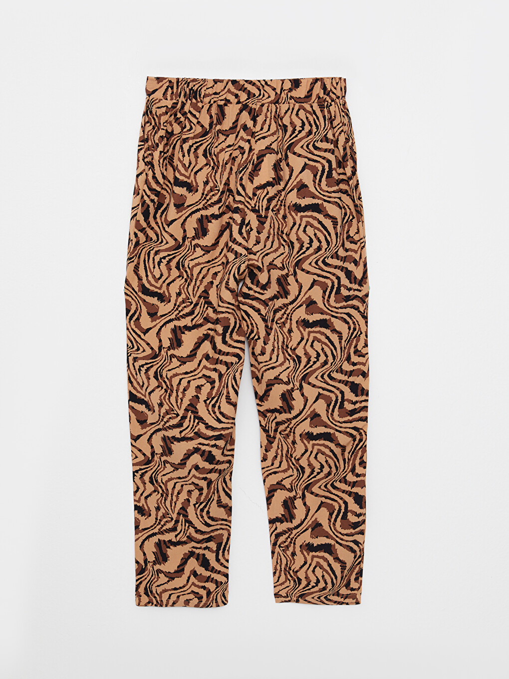 Elastic Waist Comfortable Pattern Patterned Viscose Women's Trousers-6