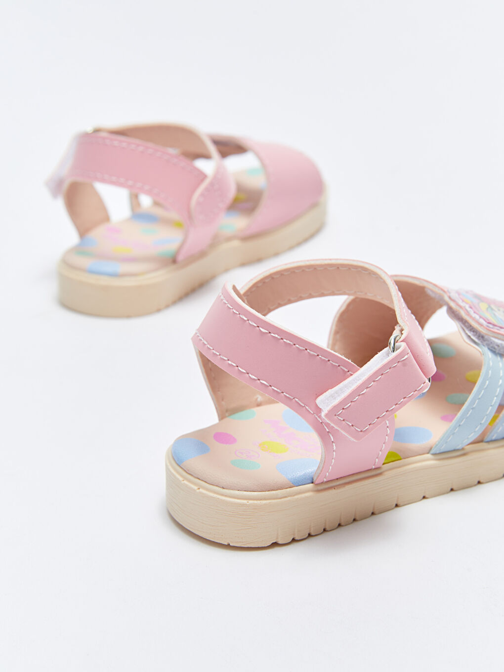 Pembe Minnie Mouse Lisanslı Patch Detaylı Cırt Cırtlı Kız Bebek Sandalet-4