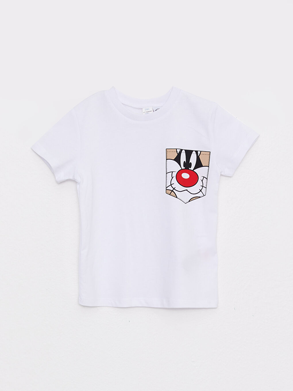 تيشيرت اولاد رضع كم قصير ياقة دائرية مطبوع سيلفستر قطن