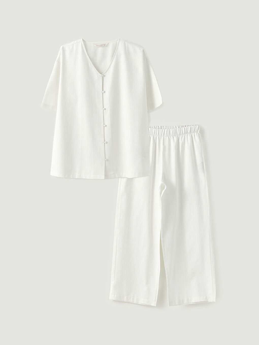 LCW DREAM Ensemble de pyjama pour Femmes à Rayures, Manches Courtes, Encolure en V, en Popeline-5