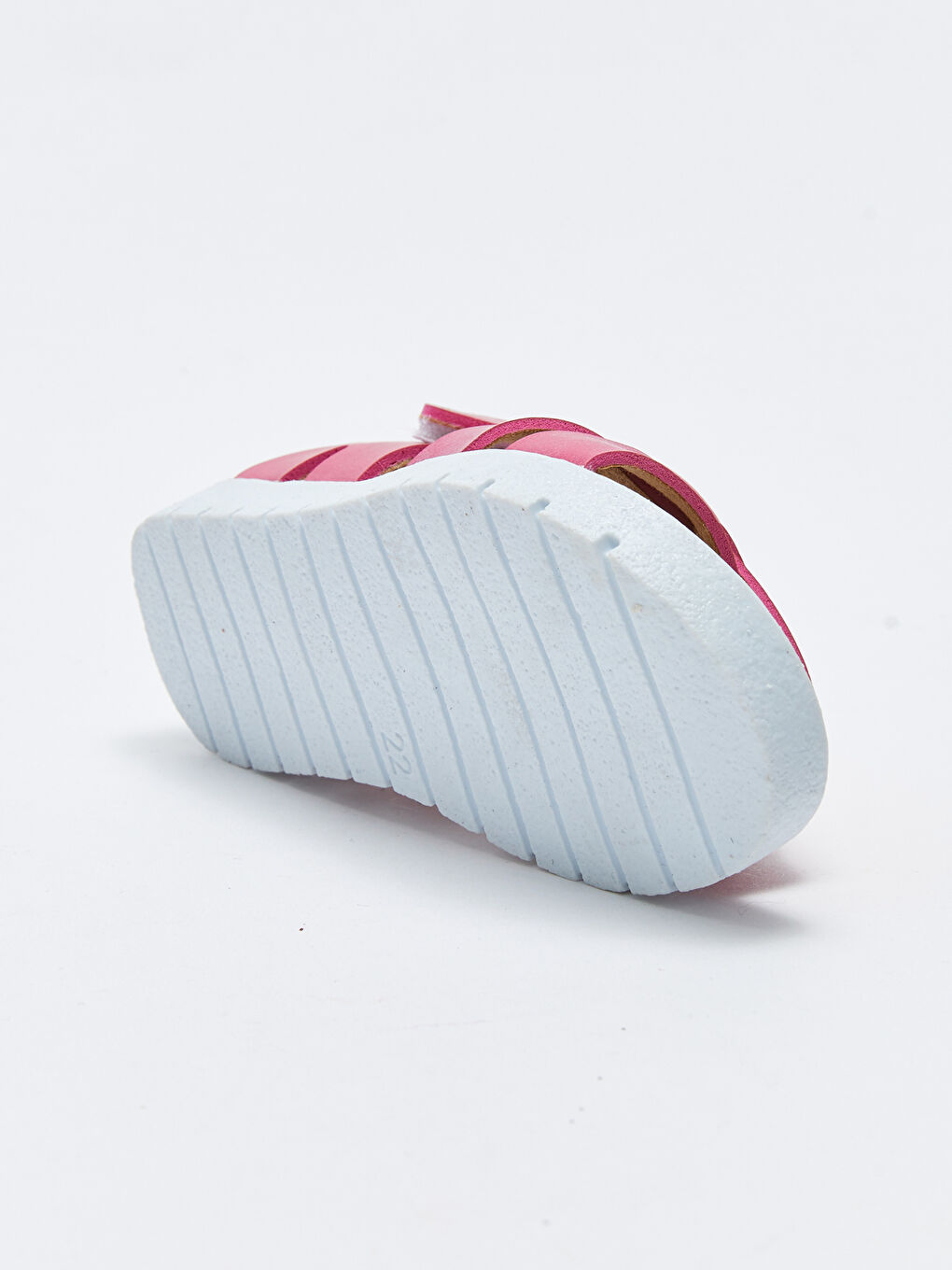 Fuşya Deri Görünümlü Cırt Cırtlı Kız Bebek Sandalet-3