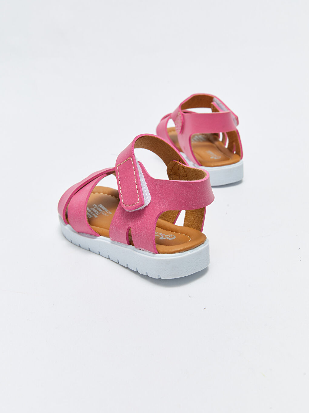 Fuşya Deri Görünümlü Cırt Cırtlı Kız Bebek Sandalet-4