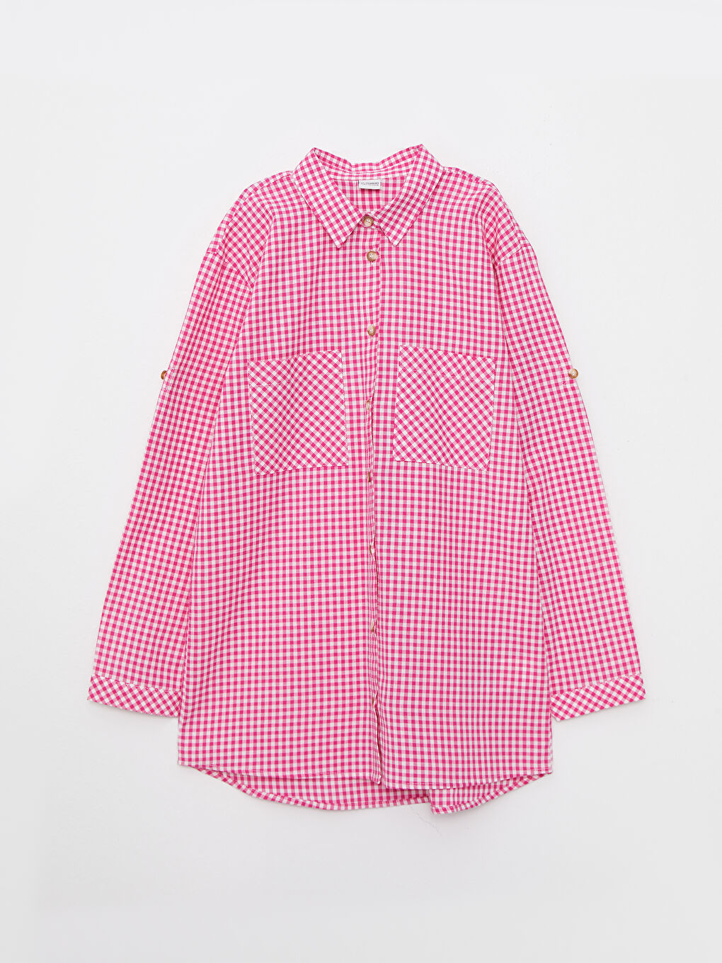 Fuşya Ekose Uzun Kollu Kız Çocuk Tunik