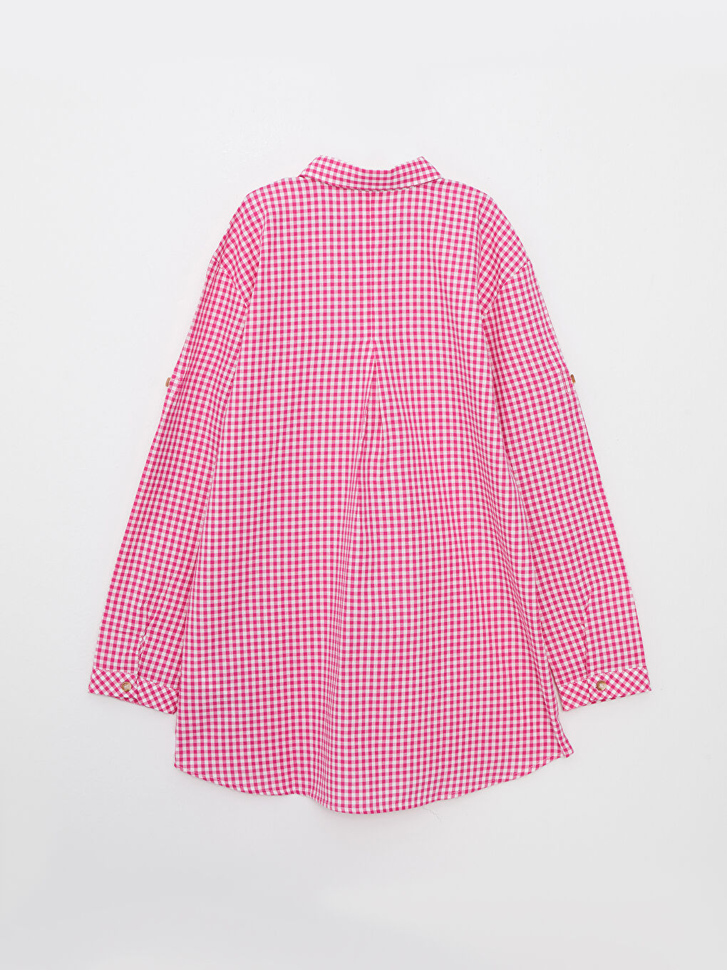 Fuşya Ekose Uzun Kollu Kız Çocuk Tunik-1