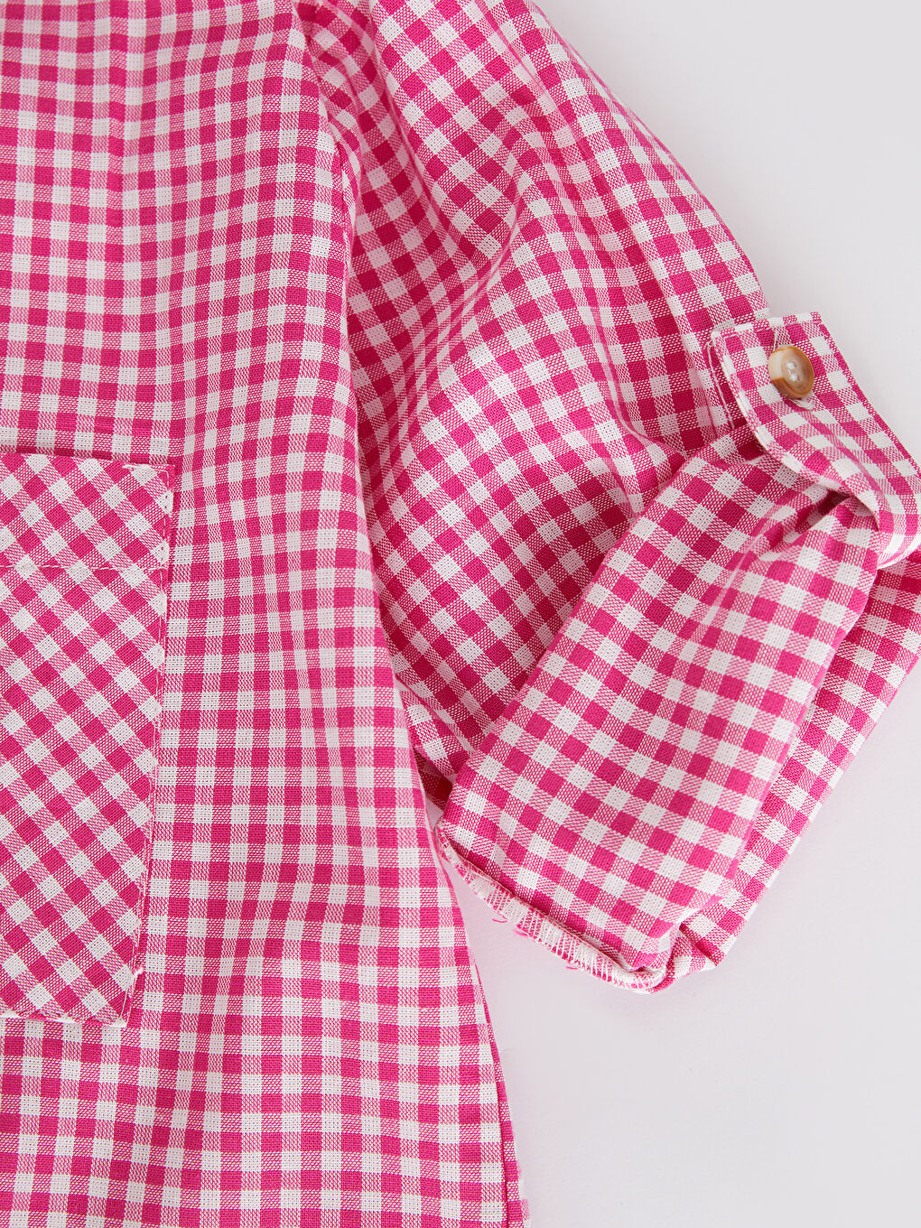 Fuşya Ekose Uzun Kollu Kız Çocuk Tunik-2