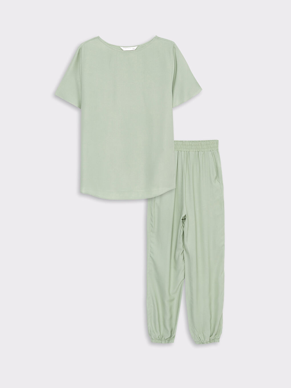 Crew Neck Straight Short Sleeve Viscose Women's Pajamas Set -S2JS64Z8-FJY