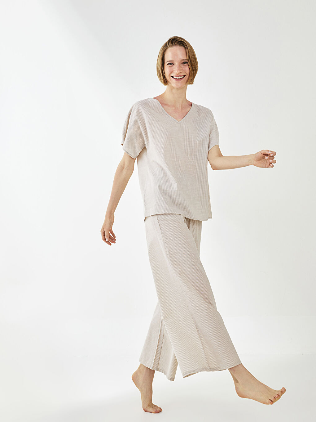LCW DREAM Bas de Pyjama pour Femmes en Coton Uni à Taille Élastiquée -S2JS68Z8-LE8