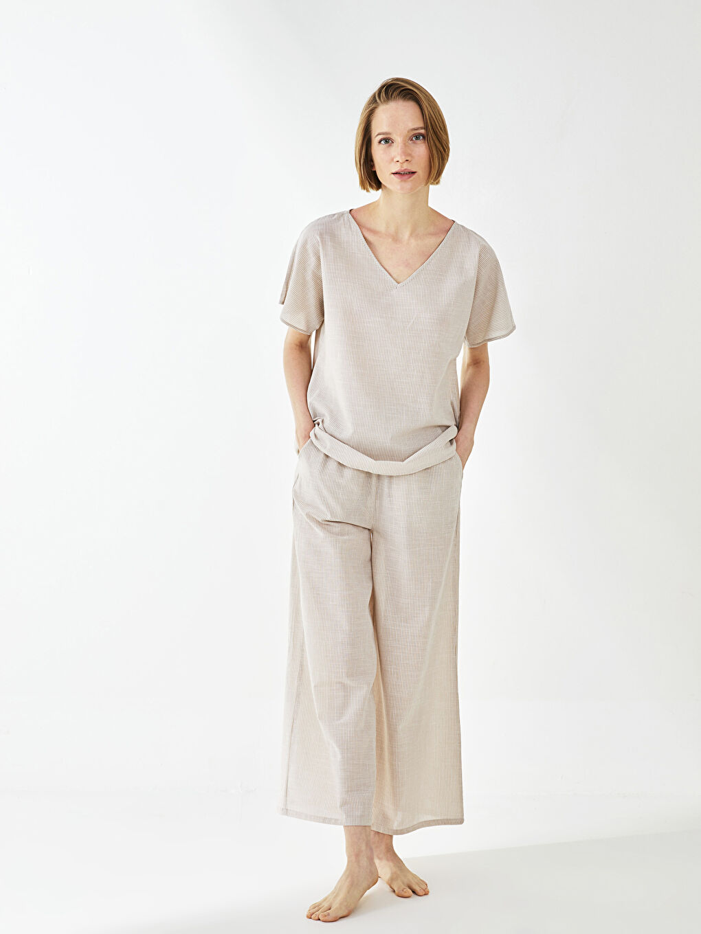 LCW DREAM Bas de Pyjama pour Femmes en Coton Uni à Taille Élastiquée -S2JS68Z8-LE8