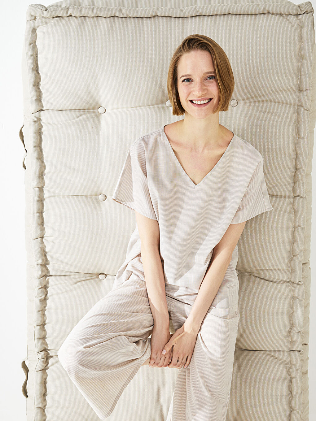 LCW DREAM Bas de Pyjama pour Femmes en Coton Uni à Taille Élastiquée -S2JS68Z8-LE8