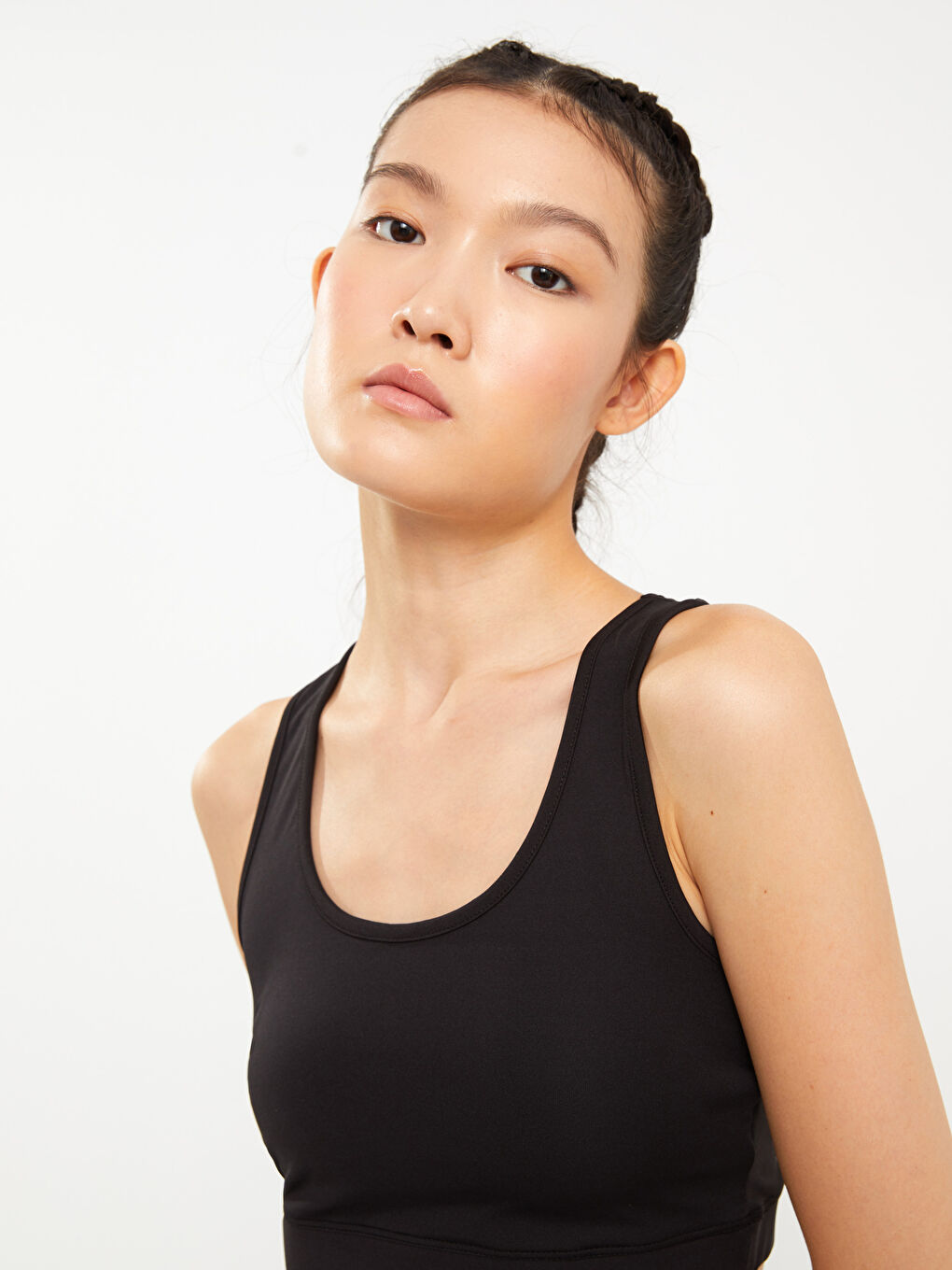 Siyah U Yaka Baskılı Kadın Outdoor Büstiyer