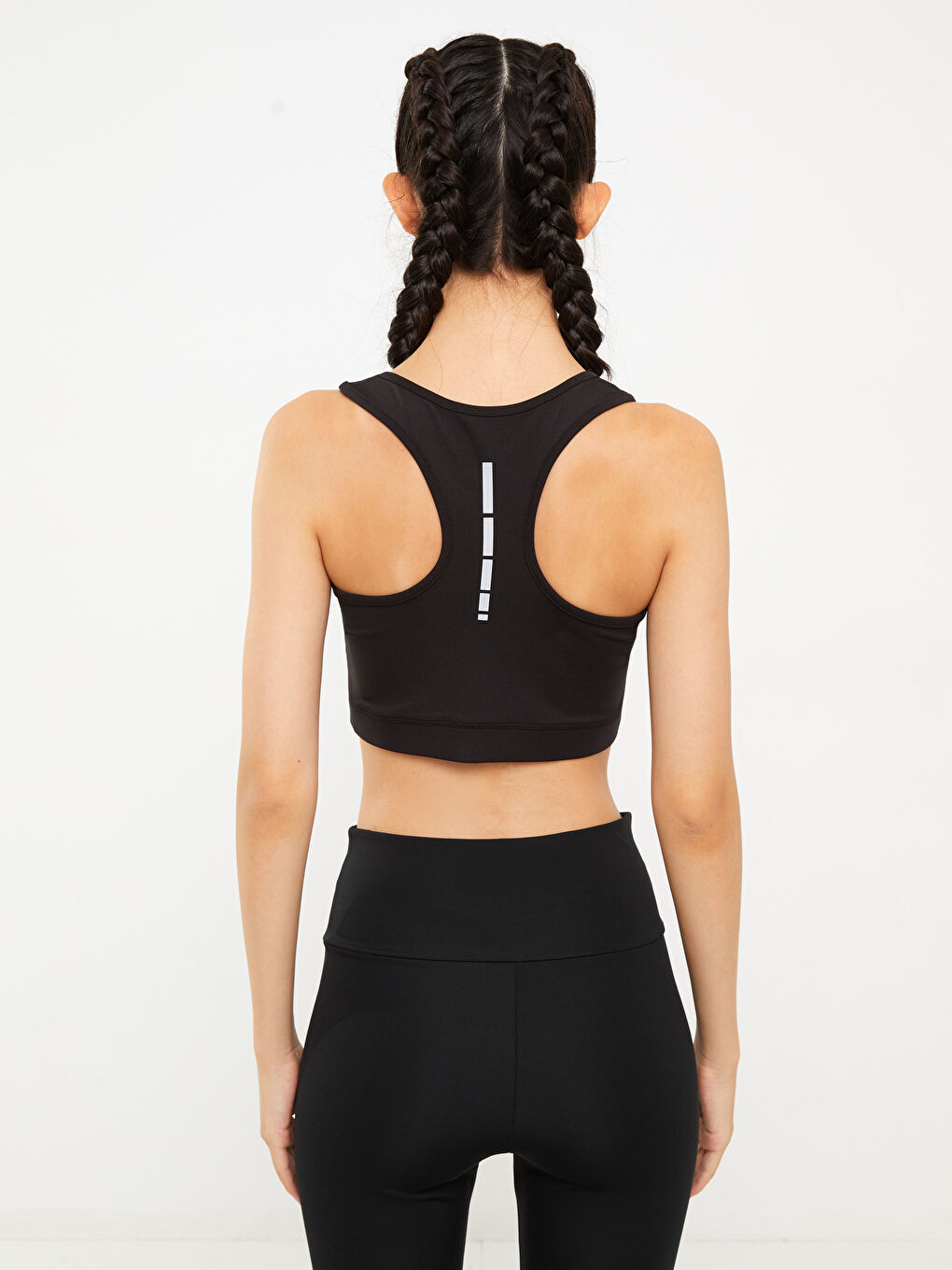 Siyah U Yaka Baskılı Kadın Outdoor Büstiyer-4