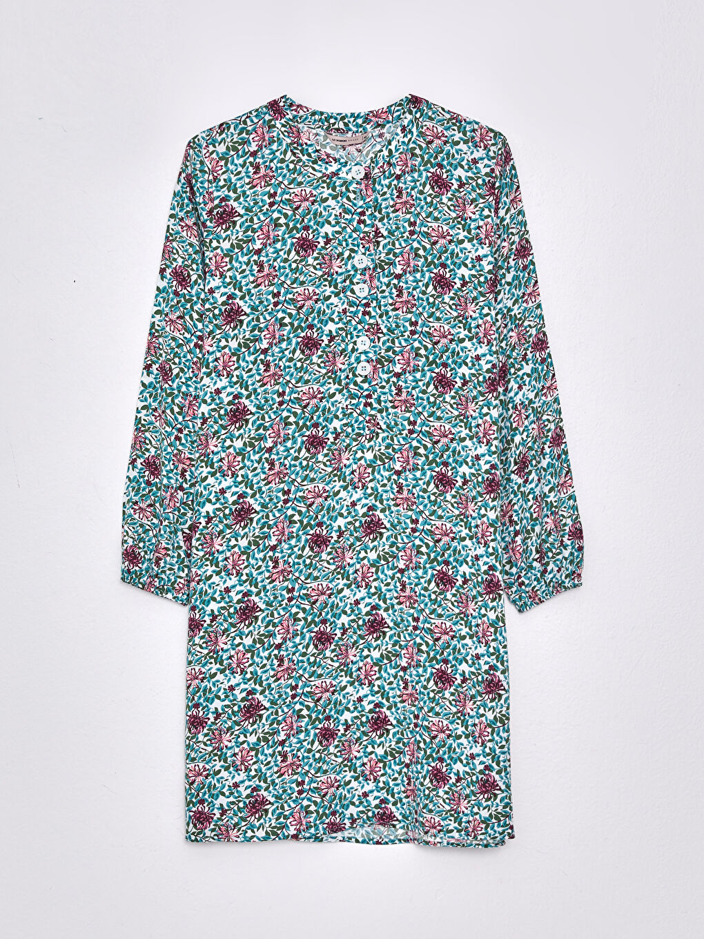 Crew Neck Floral Long Sleeve Viscose Women's Tunic-5