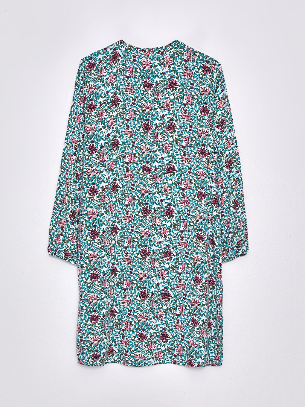 Crew Neck Floral Long Sleeve Viscose Women's Tunic-6