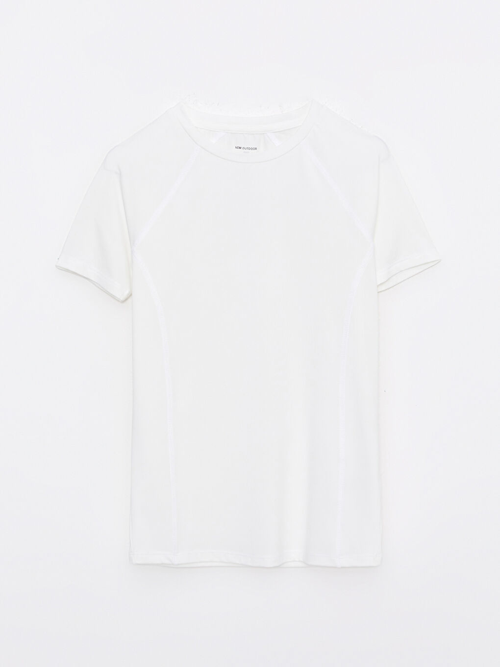 Beyaz Bisiklet Yaka Baskılı Kısa Kollu Kadın Outdoor Tişört-4