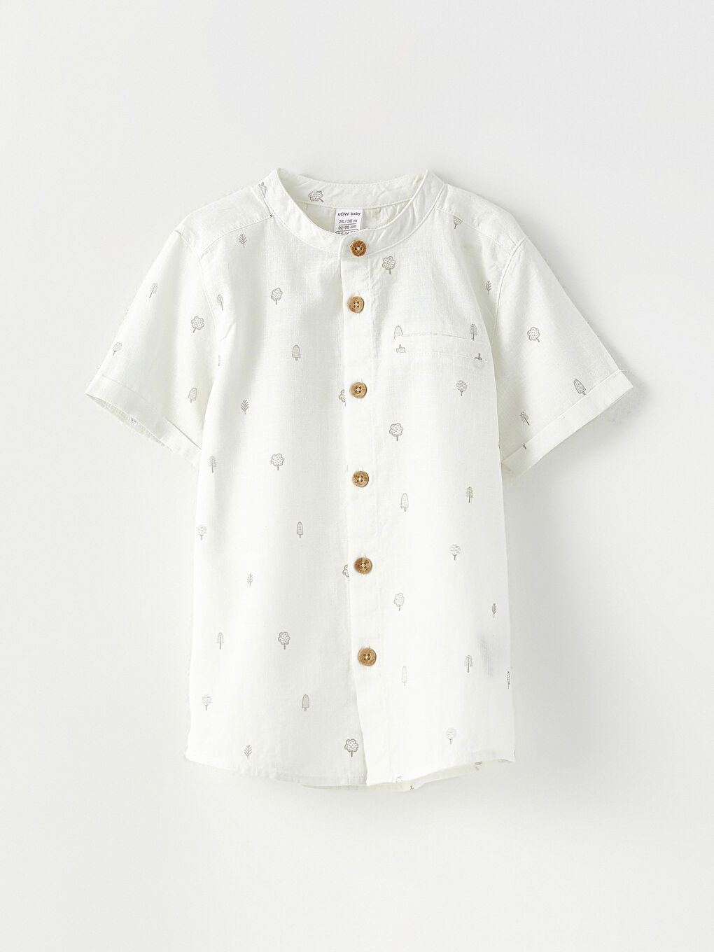 Bej Hakim Yaka Kısa Kollu Baskılı Erkek Bebek Gömlek Yelek ve Şort 3'lü Takım-3