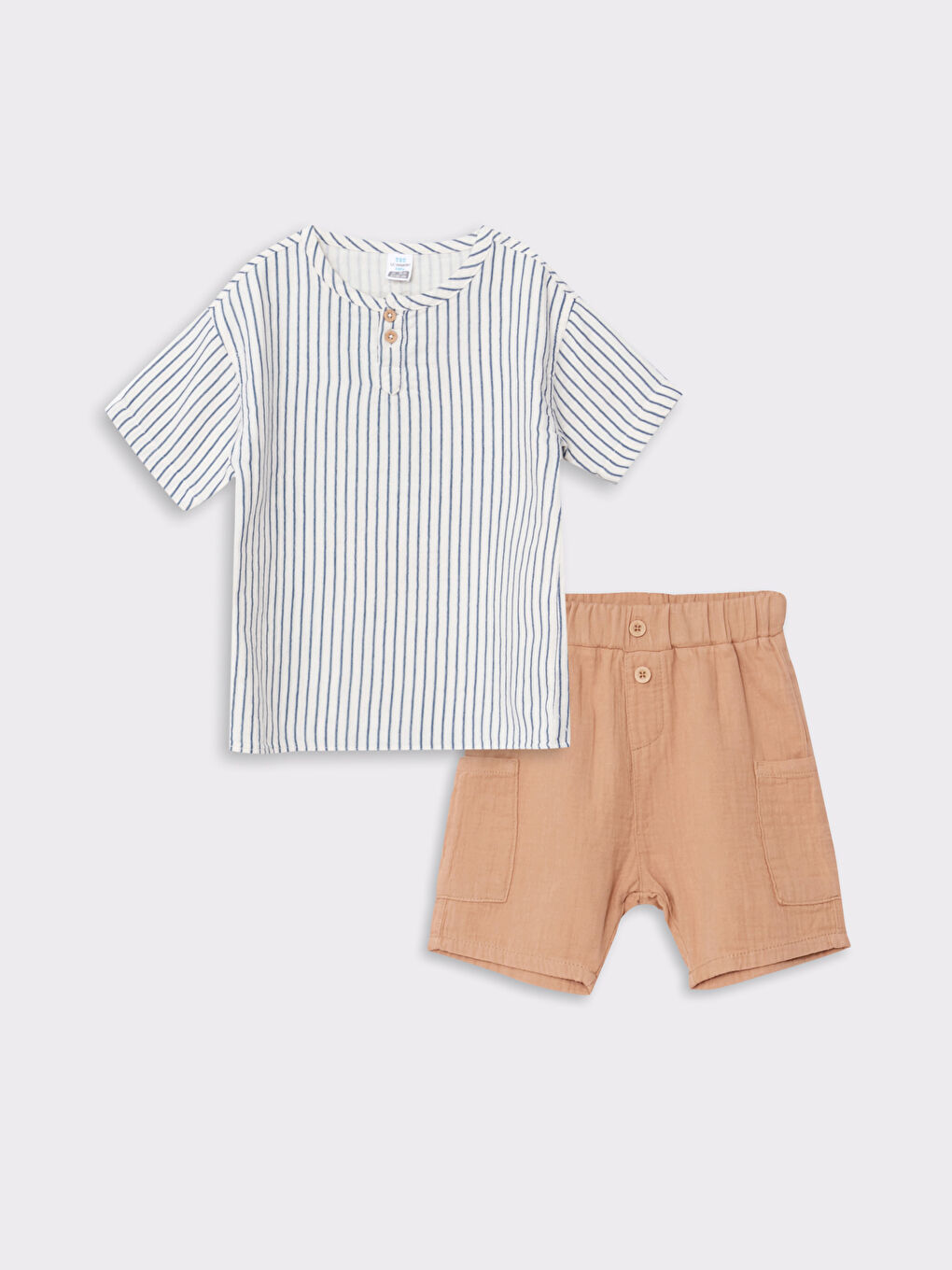 Ensemble de 2 T-shirts à Manches Courtes Col Rond et Shorts pour Bébé Garçons
