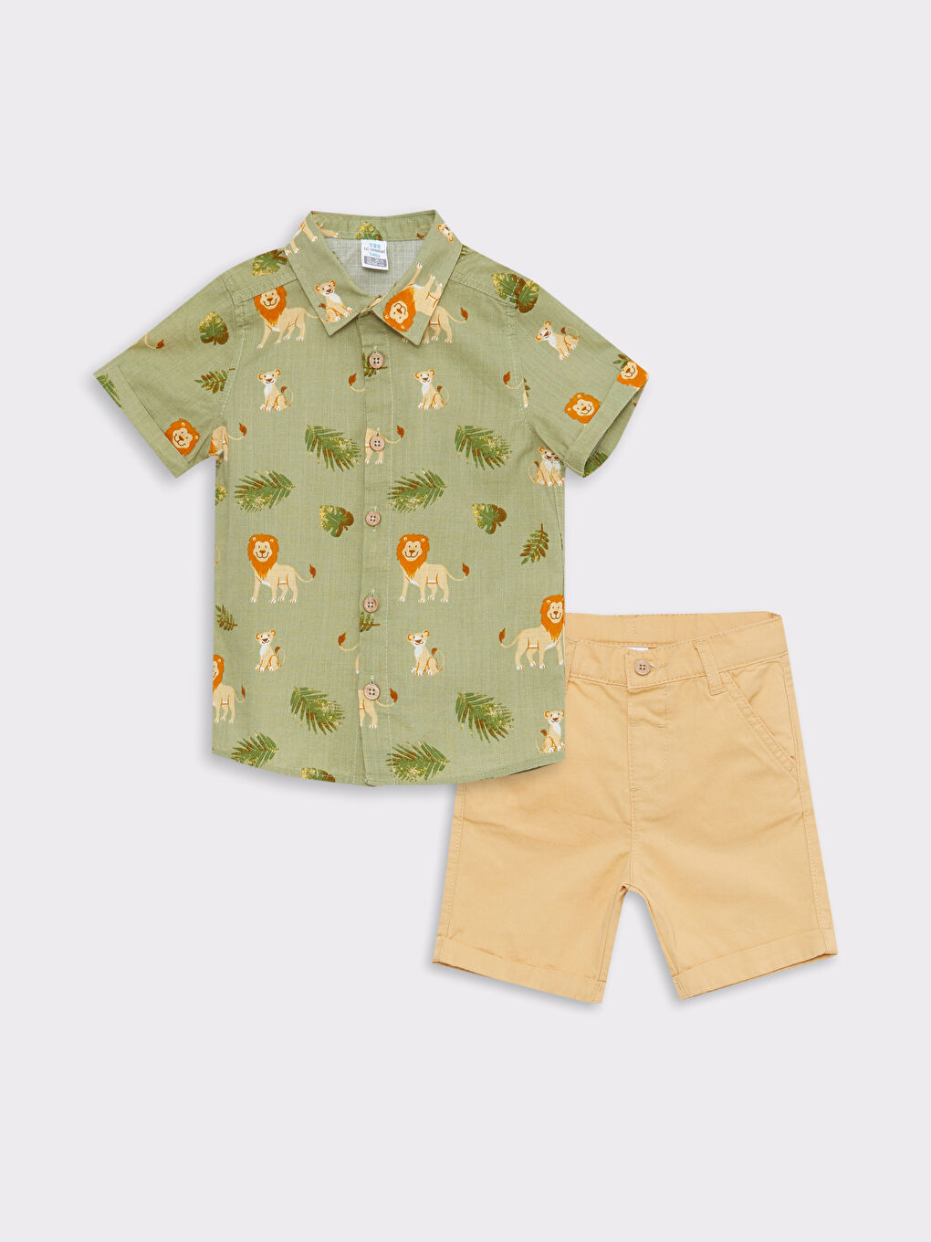 Short Sleeve Printed Baby Boy Shirt and Shorts 2-Piece Set
