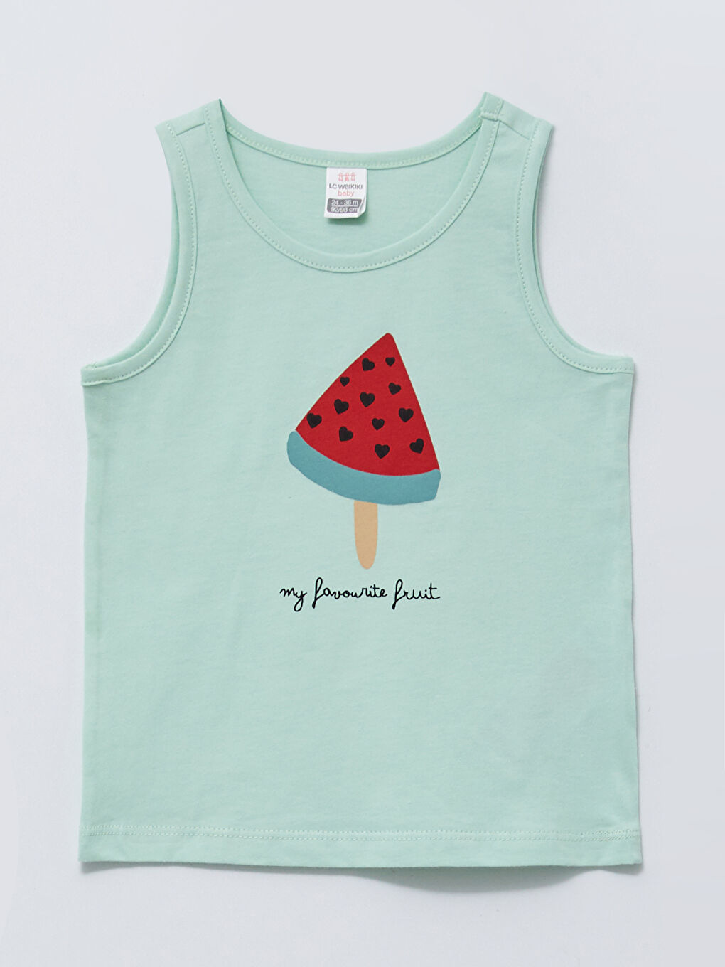 Ekru Bisiklet Yaka Baskılı Kız Bebek Atlet 2'li-1