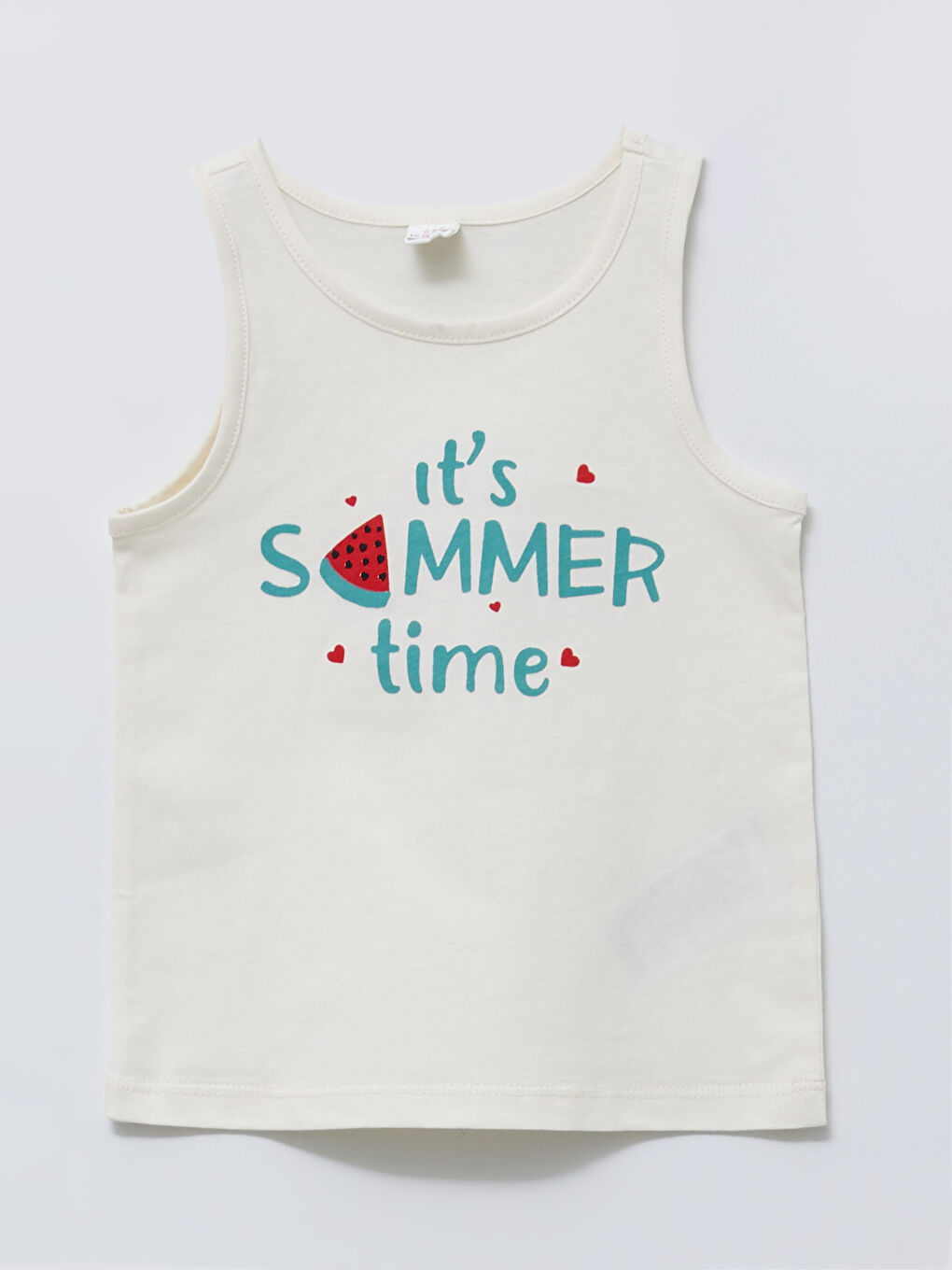 Ekru Bisiklet Yaka Baskılı Kız Bebek Atlet 2'li-2