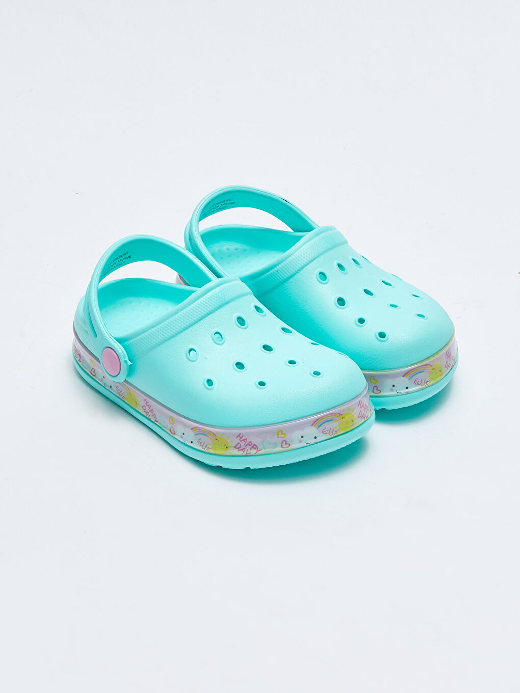 Yeşil Işıklı Baskılı Kız Çocuk Plaj Sandaleti-1