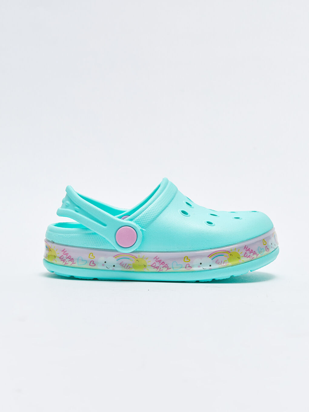 Yeşil Işıklı Baskılı Kız Çocuk Plaj Sandaleti-2