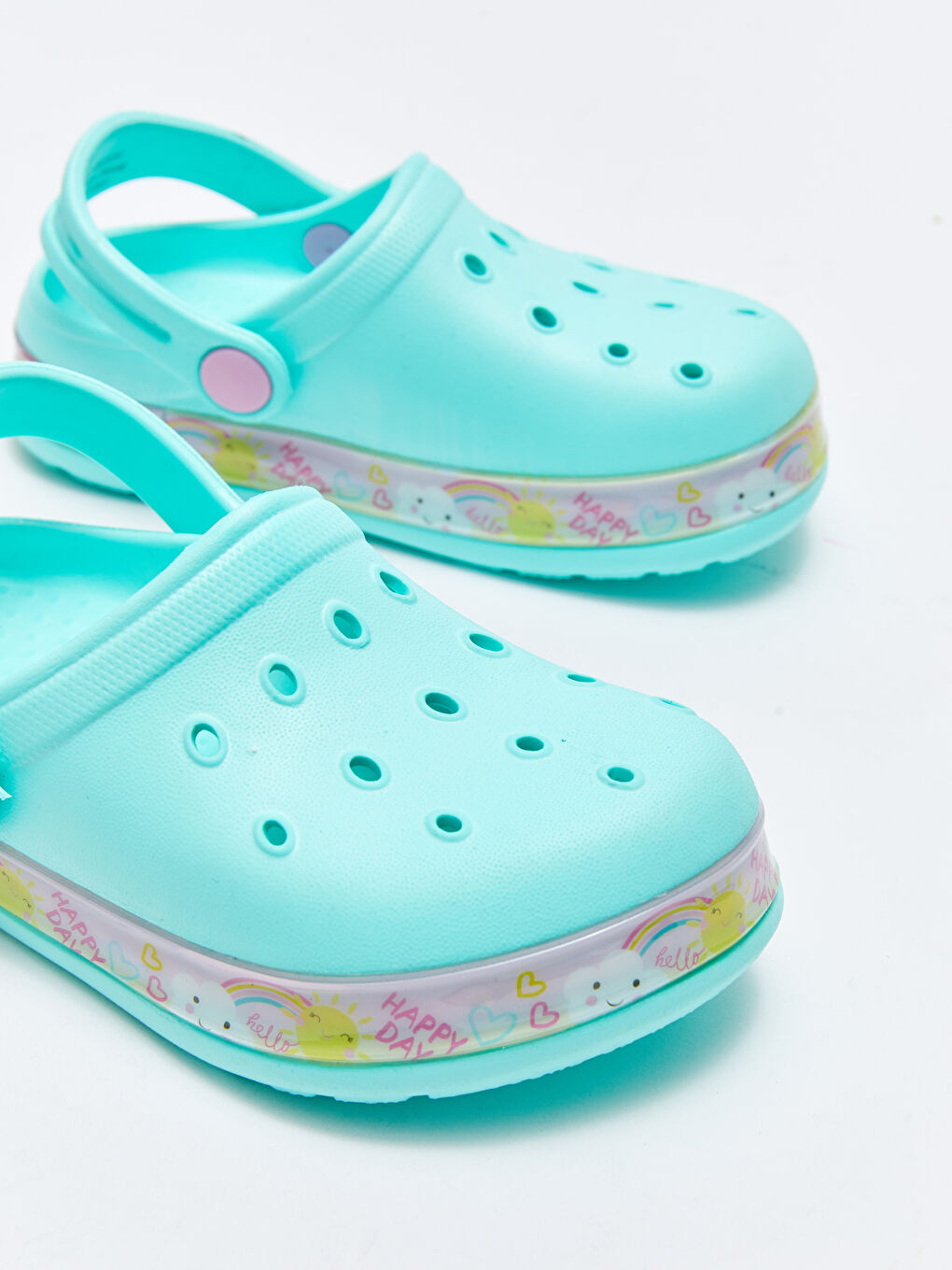 Yeşil Işıklı Baskılı Kız Çocuk Plaj Sandaleti-3