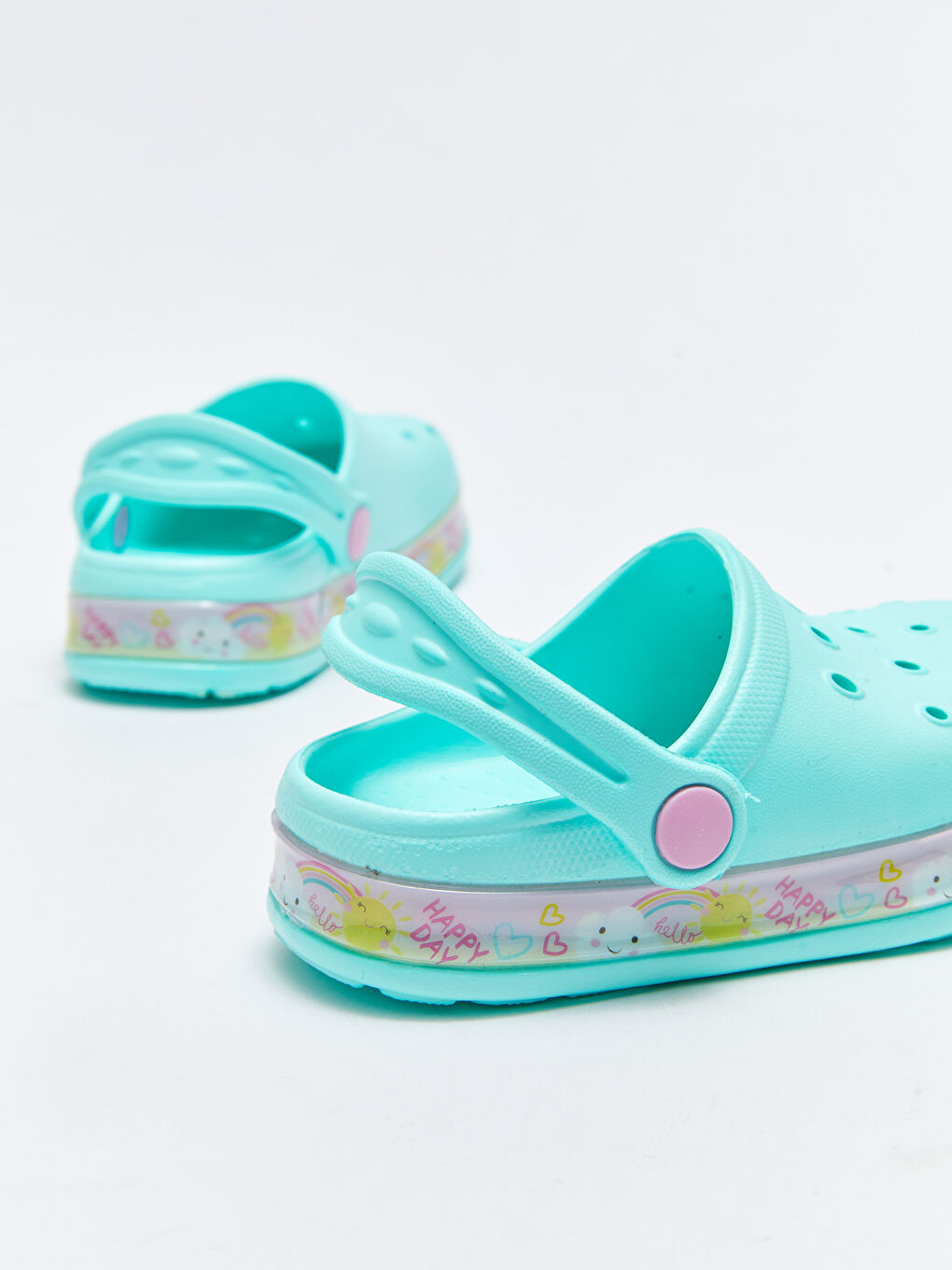 Yeşil Işıklı Baskılı Kız Çocuk Plaj Sandaleti-5