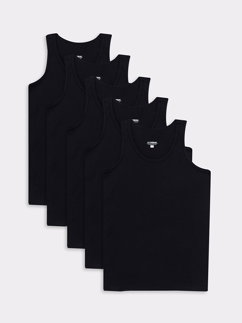 Siyah Bisiklet Yaka Basic Pamuklu Erkek Çocuk Atlet 5'li