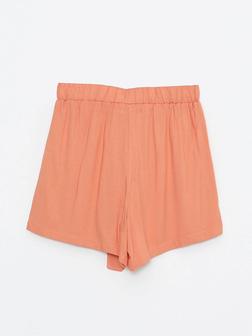 Turuncu Beli Lastikli Rahat Kalıp Düz Poplin Kadın Şort-7