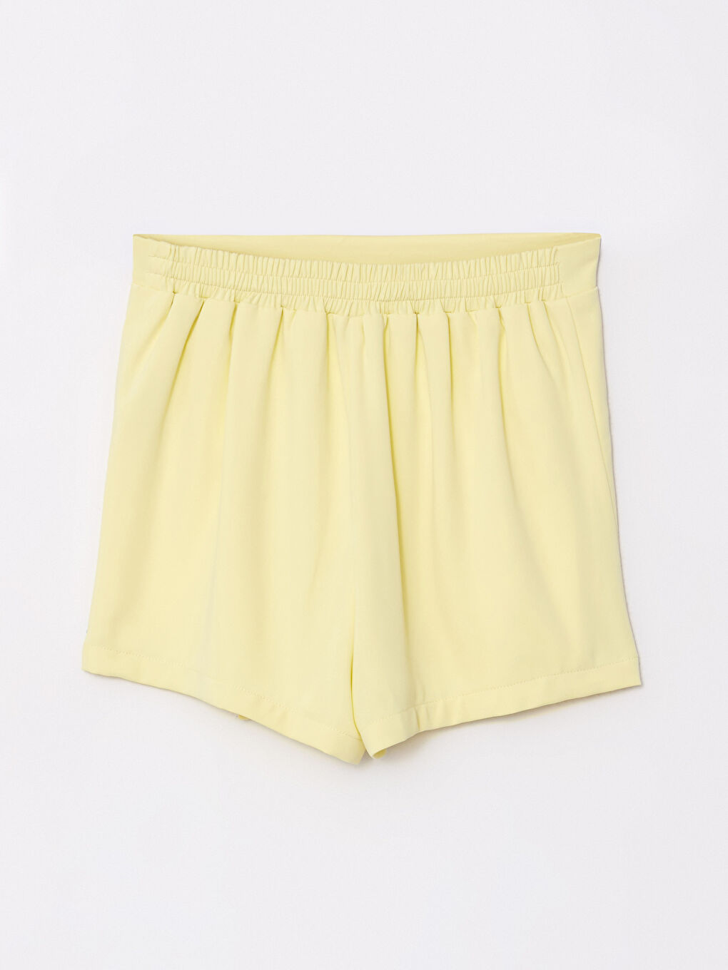 Sarı Kadın Beli Lastikli Düz Şort Etek-6