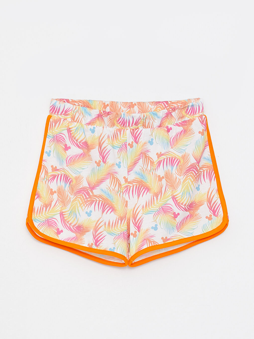 Karışık Beli Lastikli Mickey Mouse Baskılı Kız Çocuk Şort-2