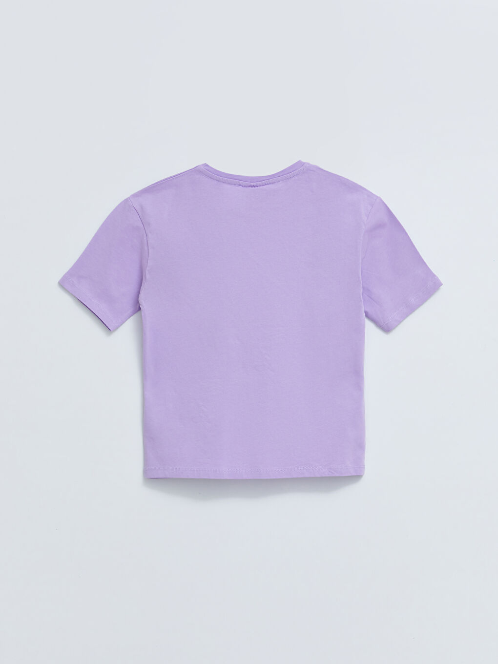 Lila Bisiklet Yaka Nostaljik Maymun Baskılı Kısa Kollu Pamuklu Kız Çocuk Tişört-1