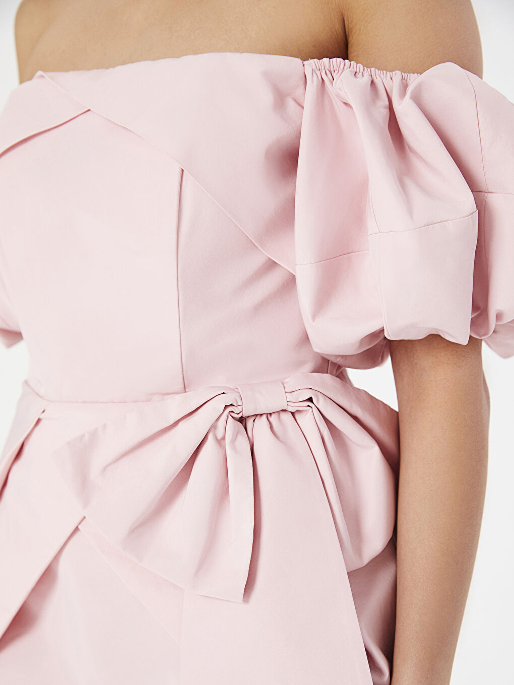 Robe Femme à Col Carré Uni à Manches Courtes-4