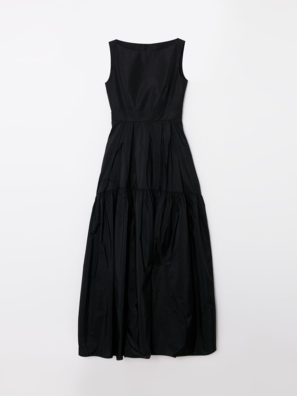 Siyah Kadın Kayık Yaka Düz Elbise-7