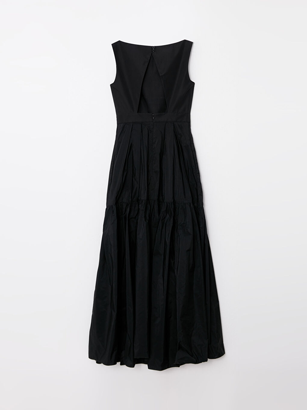 Siyah Kadın Kayık Yaka Düz Elbise-8