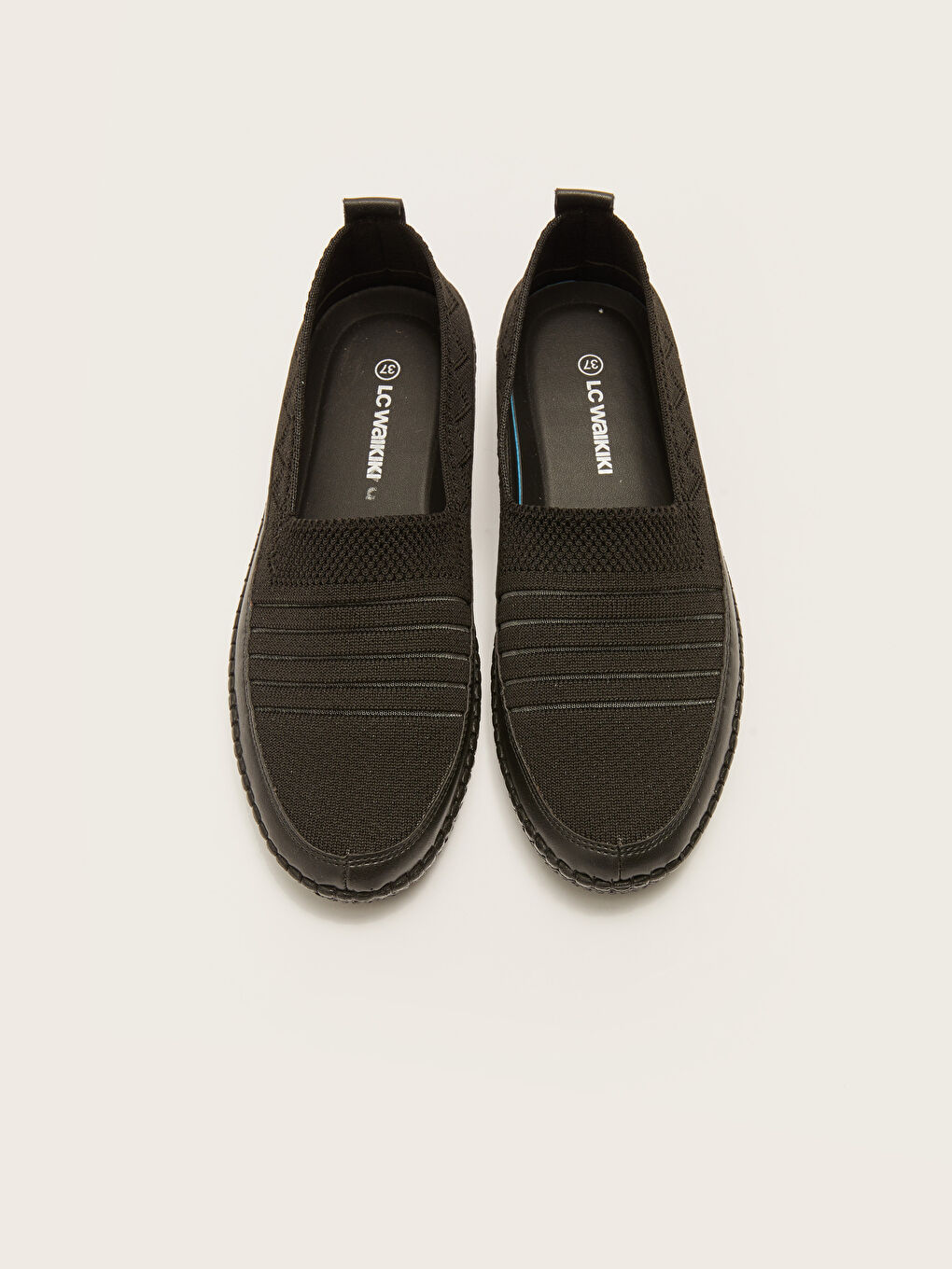 Siyah Örgü Detaylı Kadın Klasik Ayakkabı-2