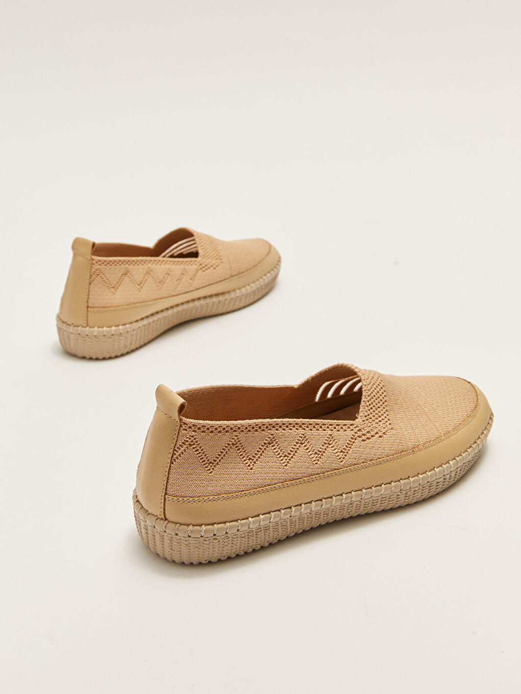 Bej Örgü Detaylı Kadın Klasik Ayakkabı-4