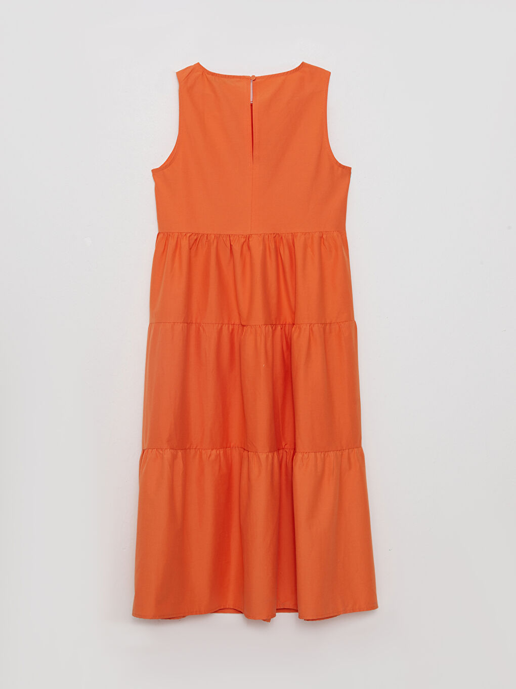 Turuncu Kadın Bisiklet Yaka Düz Kolsuz Elbise-6