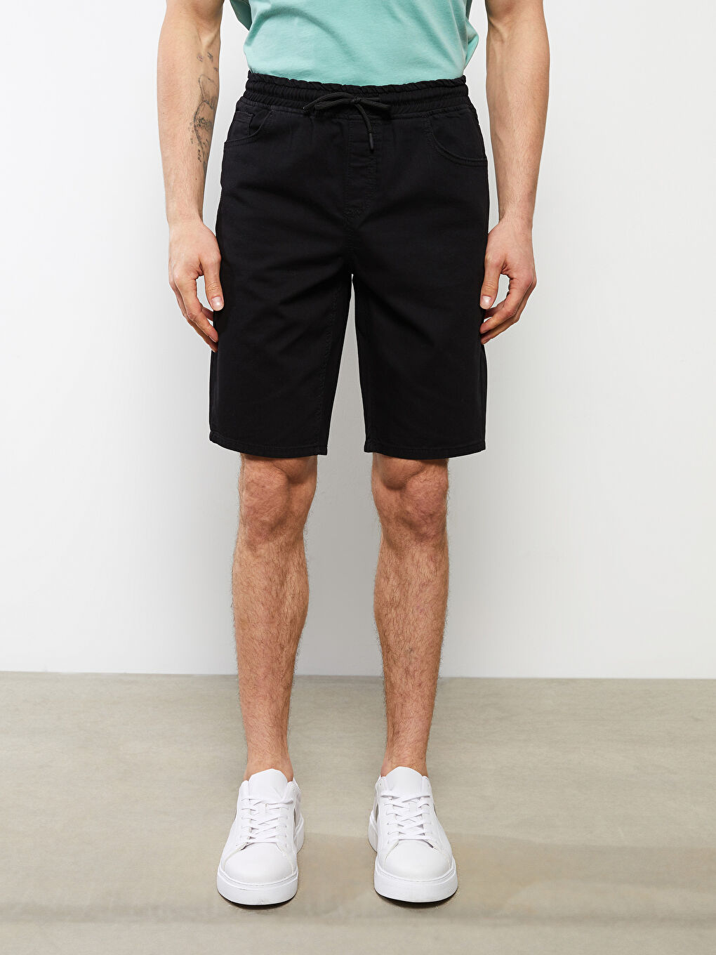 Ерлерге арналған стандартты пішім деним шорты-2