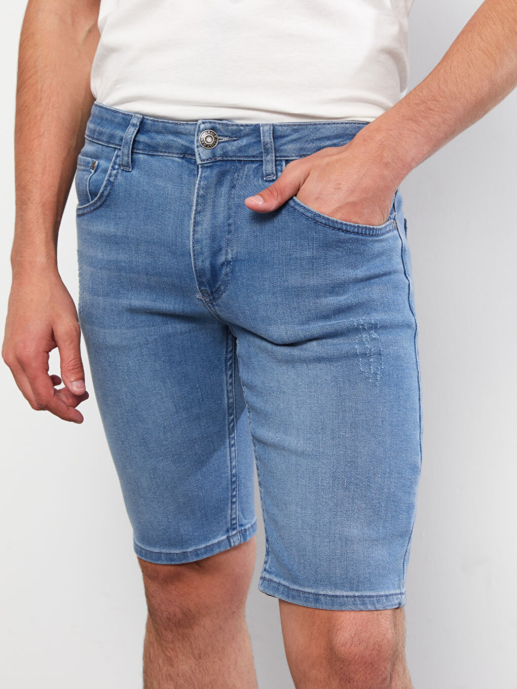 Skinny Fit Men's Denim Shorts-2