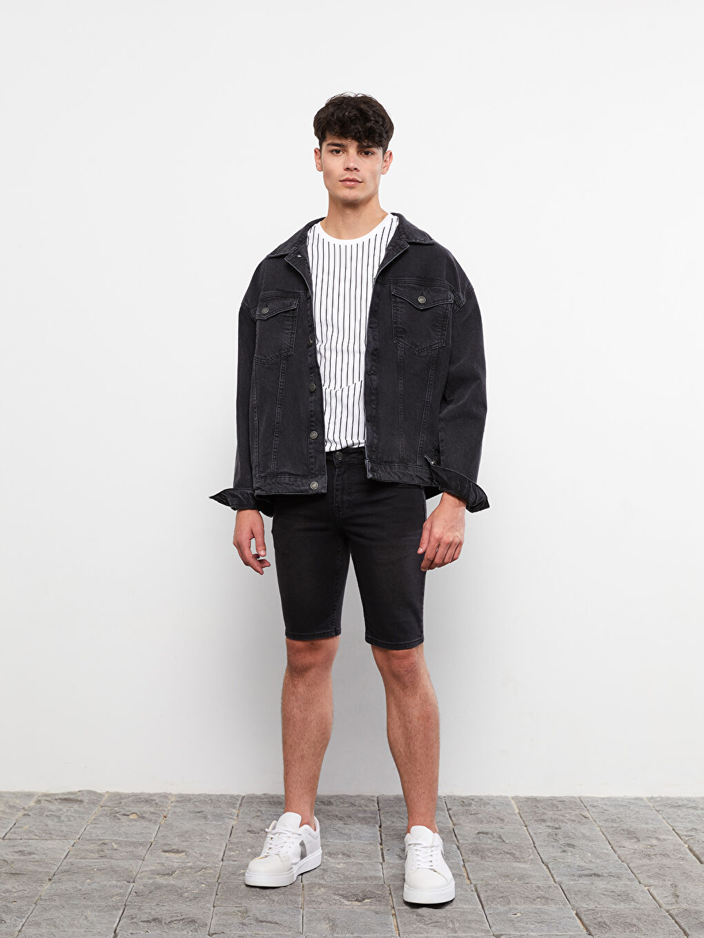 Джинсовые Шорты Скинни для Мужчин-1