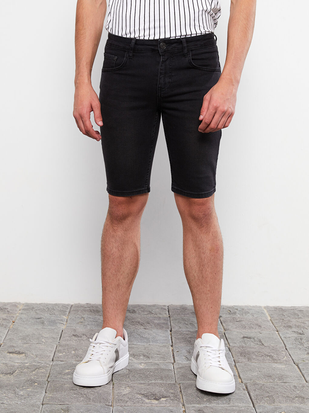 Джинсовые Шорты Скинни для Мужчин-3