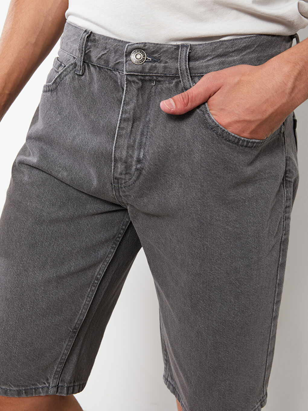 LCW Jeans Gri Standart Kalıp Erkek Jean Şort - 3