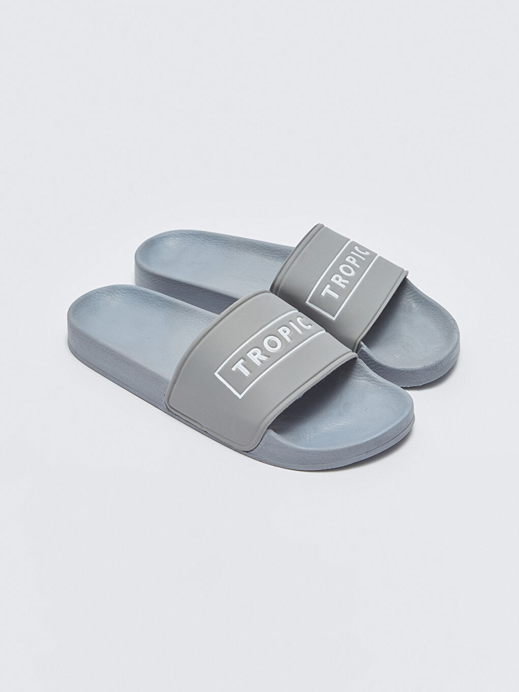 Gri Baskılı Tek Bantlı Erkek Terlik