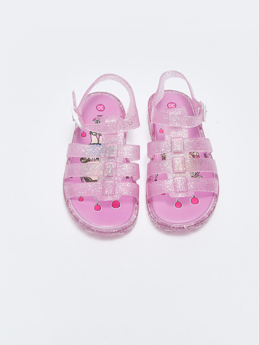 Pembe Şeffaf Bantlı Toka Detaylı Kız Çocuk Sandalet-2